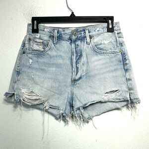 AGOLDE Jaden High Rise Cut Off Shorts cut offs 26 light wash P297